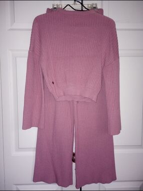 Faded by BKE Dusty Rose Ribbed Knit Lounge Set M Pants S Sweater